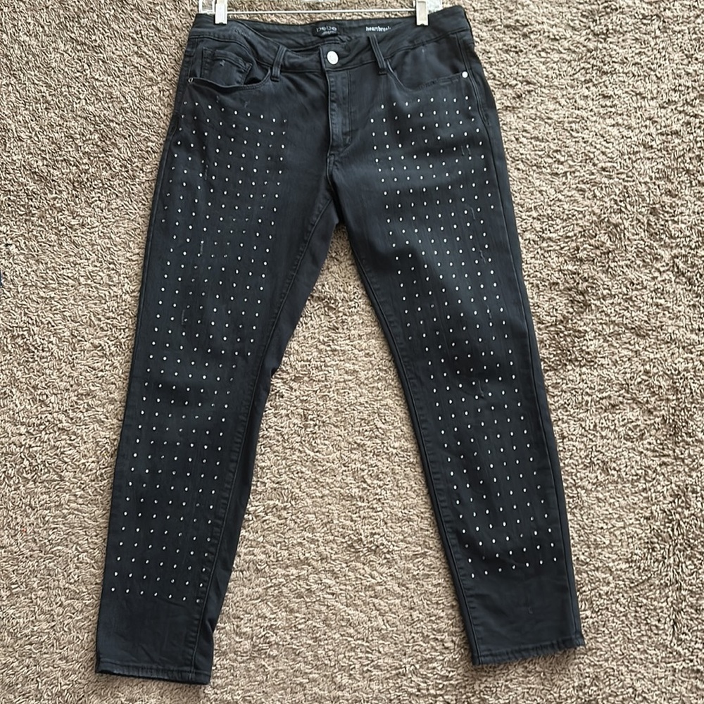Bebe embellished black charcoal wash jeans